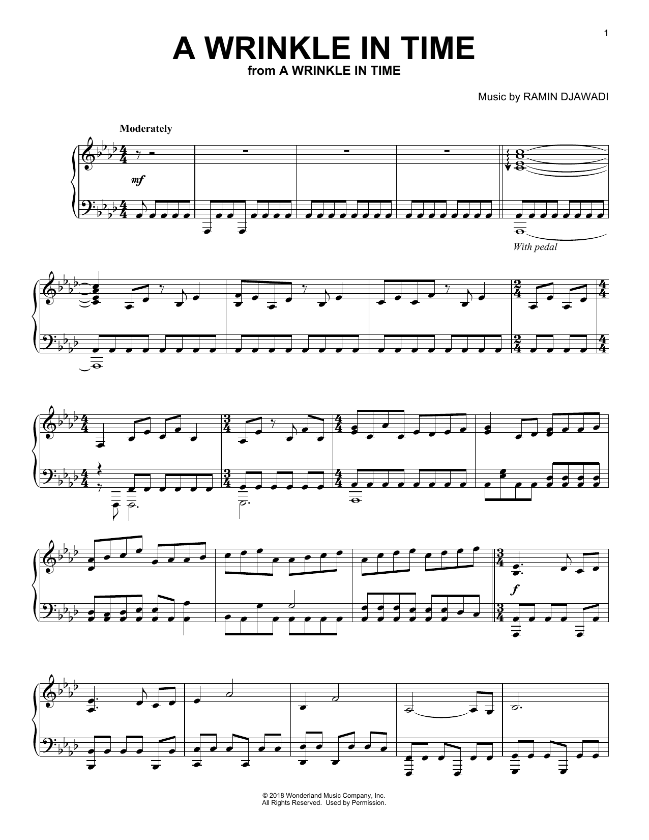 Preview Ramin Djawadi A Wrinkle In Time (from A Wrinkle In Time) Film and TV sheet music, notes and chords for Piano, SKU: 253418 sheet music, piano notes, chords, guitar tabs, score, transpose, transcribe, how to play, guide, download, learn, tutorial, progression, song, artist, awards, billboard, mtv, vh1, tour, single, album, release