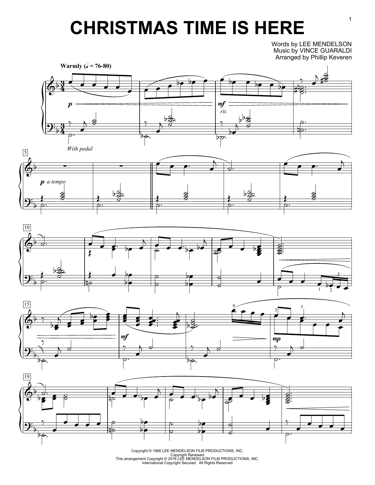 Preview Phillip Keveren Christmas Time Is Here Film and TV sheet music, notes and chords for Piano, SKU: 254153 sheet music, piano notes, chords, guitar tabs, score, transpose, transcribe, how to play, guide, download, learn, tutorial, progression, song, artist, awards, billboard, mtv, vh1, tour, single, album, release