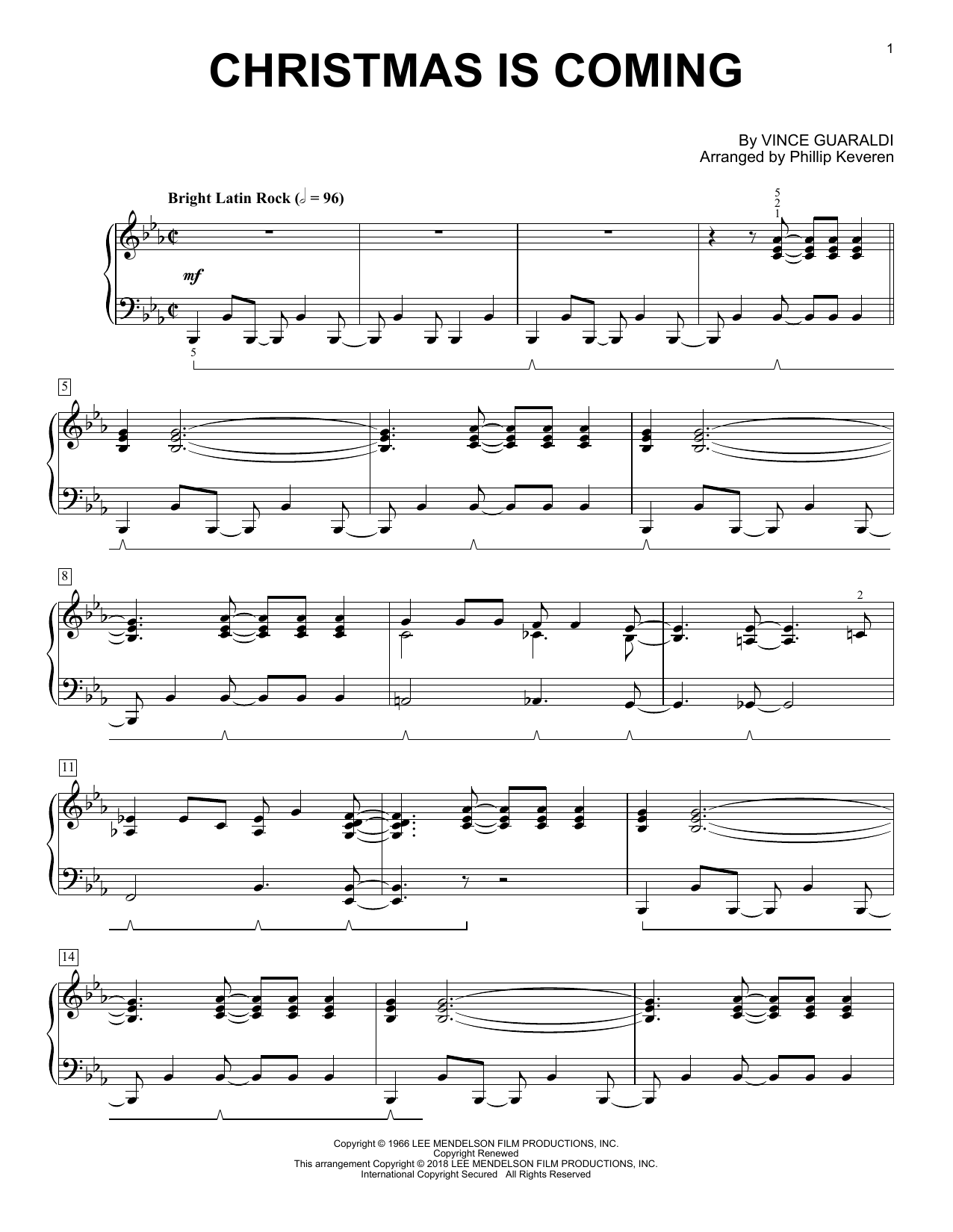 Preview Phillip Keveren Christmas Is Coming Film and TV sheet music, notes and chords for Piano, SKU: 254164 sheet music, piano notes, chords, guitar tabs, score, transpose, transcribe, how to play, guide, download, learn, tutorial, progression, song, artist, awards, billboard, mtv, vh1, tour, single, album, release