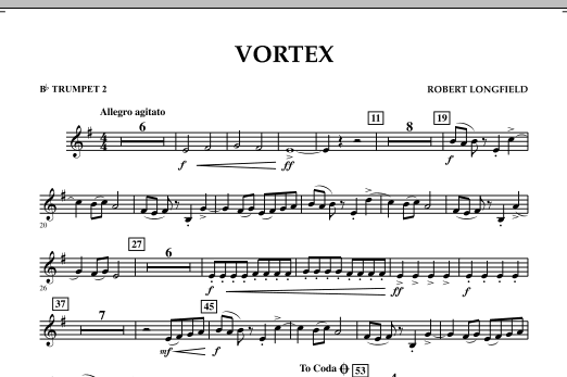 Preview Robert Longfield Vortex - Bb Trumpet 2 Classical sheet music, notes and chords for Concert Band, SKU: 271825 sheet music, piano notes, chords, guitar tabs, score, transpose, transcribe, how to play, guide, download, learn, tutorial, progression, song, artist, awards, billboard, mtv, vh1, tour, single, album, release