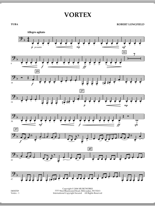 Preview Robert Longfield Vortex - Tuba Classical sheet music, notes and chords for Concert Band, SKU: 271830 sheet music, piano notes, chords, guitar tabs, score, transpose, transcribe, how to play, guide, download, learn, tutorial, progression, song, artist, awards, billboard, mtv, vh1, tour, single, album, release