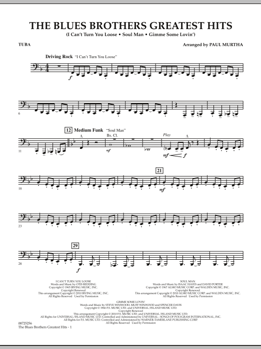 Preview Paul Murtha The Blues Brothers Greatest Hits - Tuba Blues sheet music, notes and chords for Concert Band, SKU: 285293 sheet music, piano notes, chords, guitar tabs, score, transpose, transcribe, how to play, guide, download, learn, tutorial, progression, song, artist, awards, billboard, mtv, vh1, tour, single, album, release