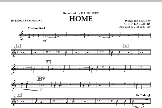 Preview Tim Waters Home - Bb Tenor Saxophone Pop sheet music, notes and chords for Concert Band, SKU: 287184 sheet music, piano notes, chords, guitar tabs, score, transpose, transcribe, how to play, guide, download, learn, tutorial, progression, song, artist, awards, billboard, mtv, vh1, tour, single, album, release