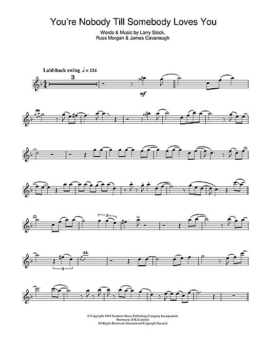 Preview Frank Sinatra You're Nobody Till Somebody Loves You Jazz sheet music, notes and chords for Tenor Saxophone, SKU: 33059 sheet music, piano notes, chords, guitar tabs, score, transpose, transcribe, how to play, guide, download, learn, tutorial, progression, song, artist, awards, billboard, mtv, vh1, tour, single, album, release