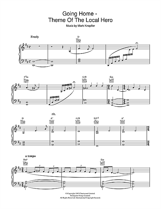 Preview Mark Knopfler Going Home (theme from Local Hero) Rock sheet music, notes and chords for Piano, SKU: 37259 sheet music, piano notes, chords, guitar tabs, score, transpose, transcribe, how to play, guide, download, learn, tutorial, progression, song, artist, awards, billboard, mtv, vh1, tour, single, album, release