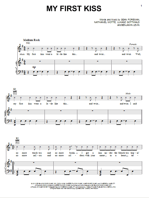 Download 3OH!3 My First Kiss (feat. Ke$ha) sheet music and printable PDF score & Pop music notes