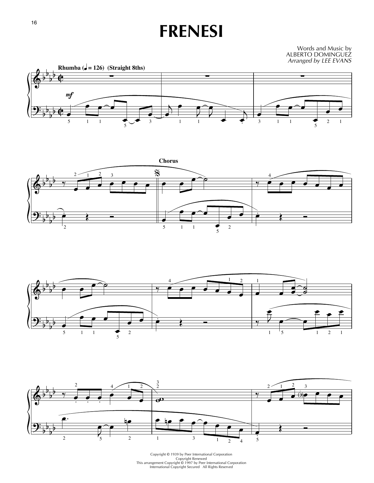 Preview Lee Evans Frenesà Jazz sheet music, notes and chords for Piano Solo, SKU: 403300 sheet music, piano notes, chords, guitar tabs, score, transpose, transcribe, how to play, guide, download, learn, tutorial, progression, song, artist, awards, billboard, mtv, vh1, tour, single, album, release