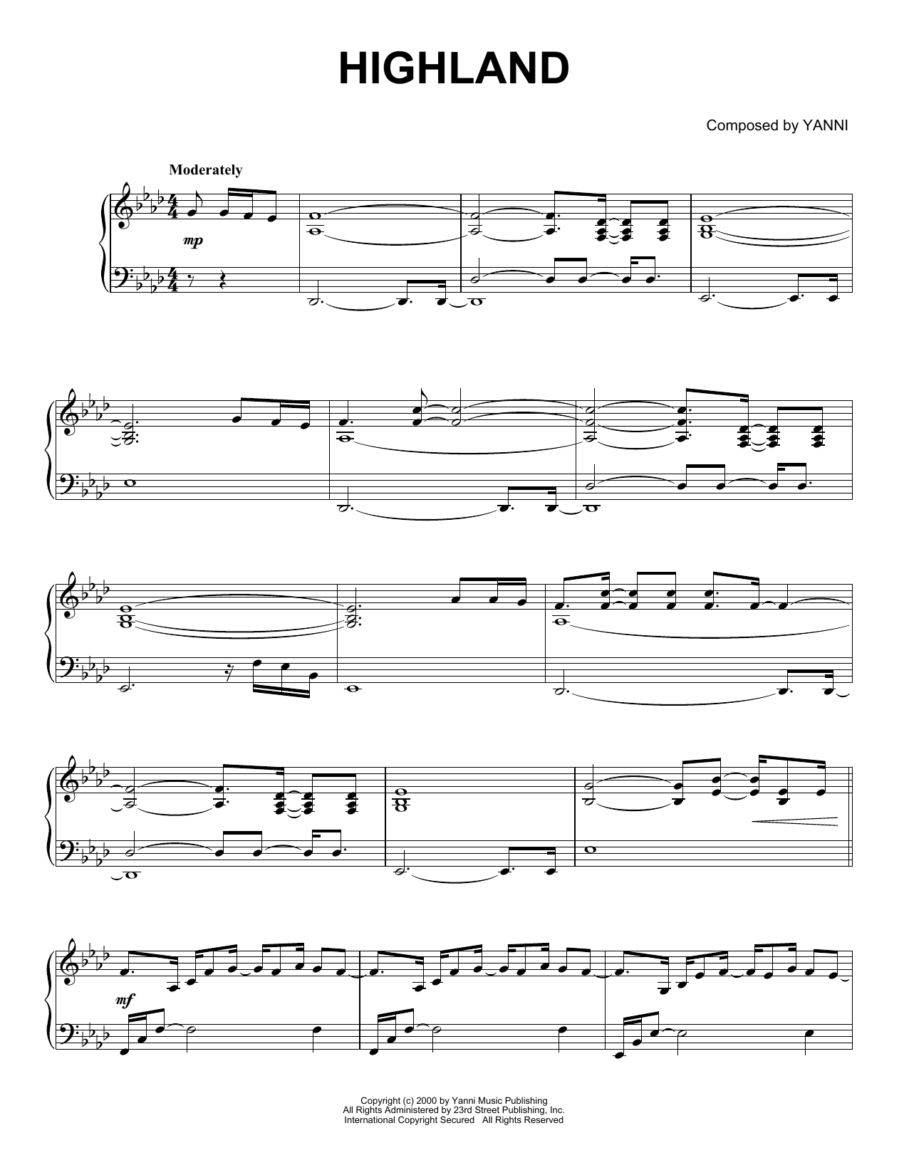 Preview Yanni Highland Pop sheet music, notes and chords for Piano Solo, SKU: 403323 sheet music, piano notes, chords, guitar tabs, score, transpose, transcribe, how to play, guide, download, learn, tutorial, progression, song, artist, awards, billboard, mtv, vh1, tour, single, album, release