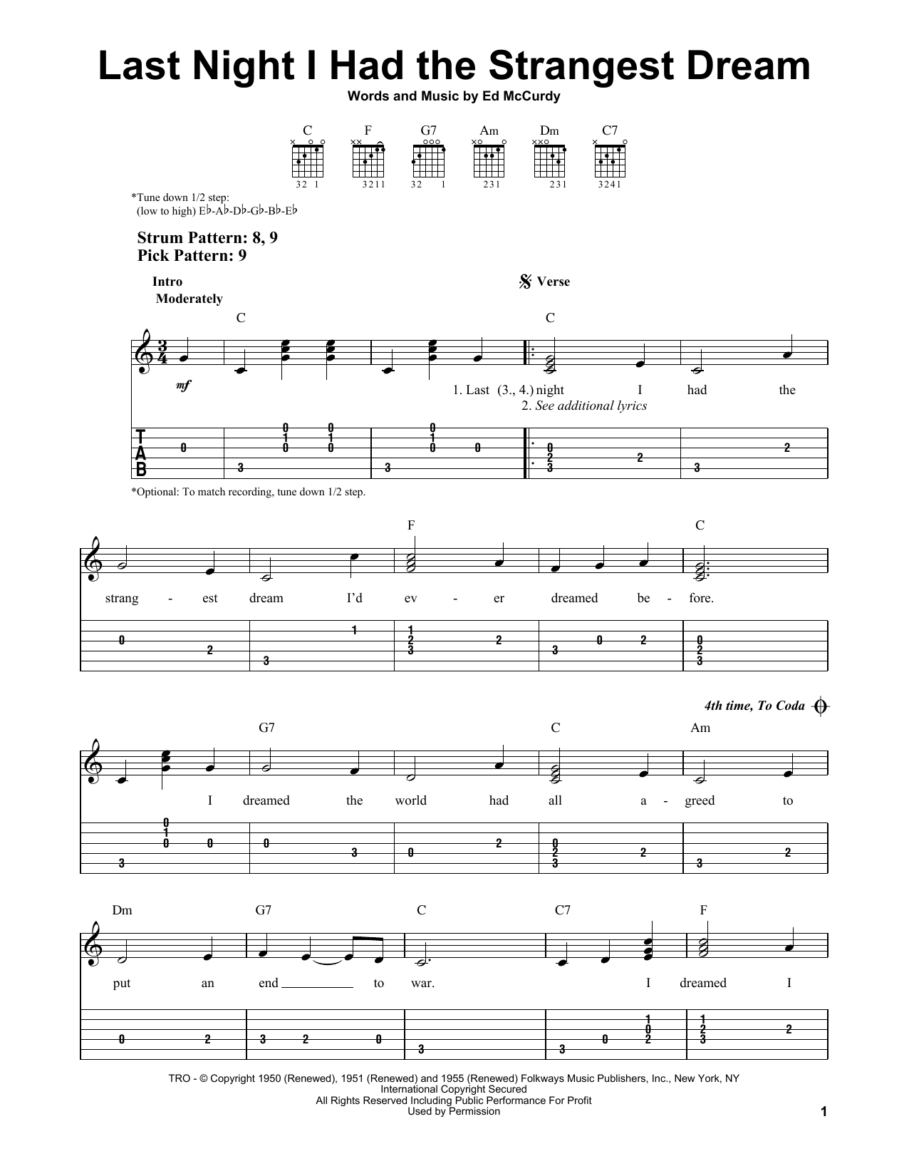 Preview Simon & Garfunkel Last Night I Had The Strangest Dream Pop sheet music, notes and chords for Easy Guitar with TAB, SKU: 403518 sheet music, piano notes, chords, guitar tabs, score, transpose, transcribe, how to play, guide, download, learn, tutorial, progression, song, artist, awards, billboard, mtv, vh1, tour, single, album, release