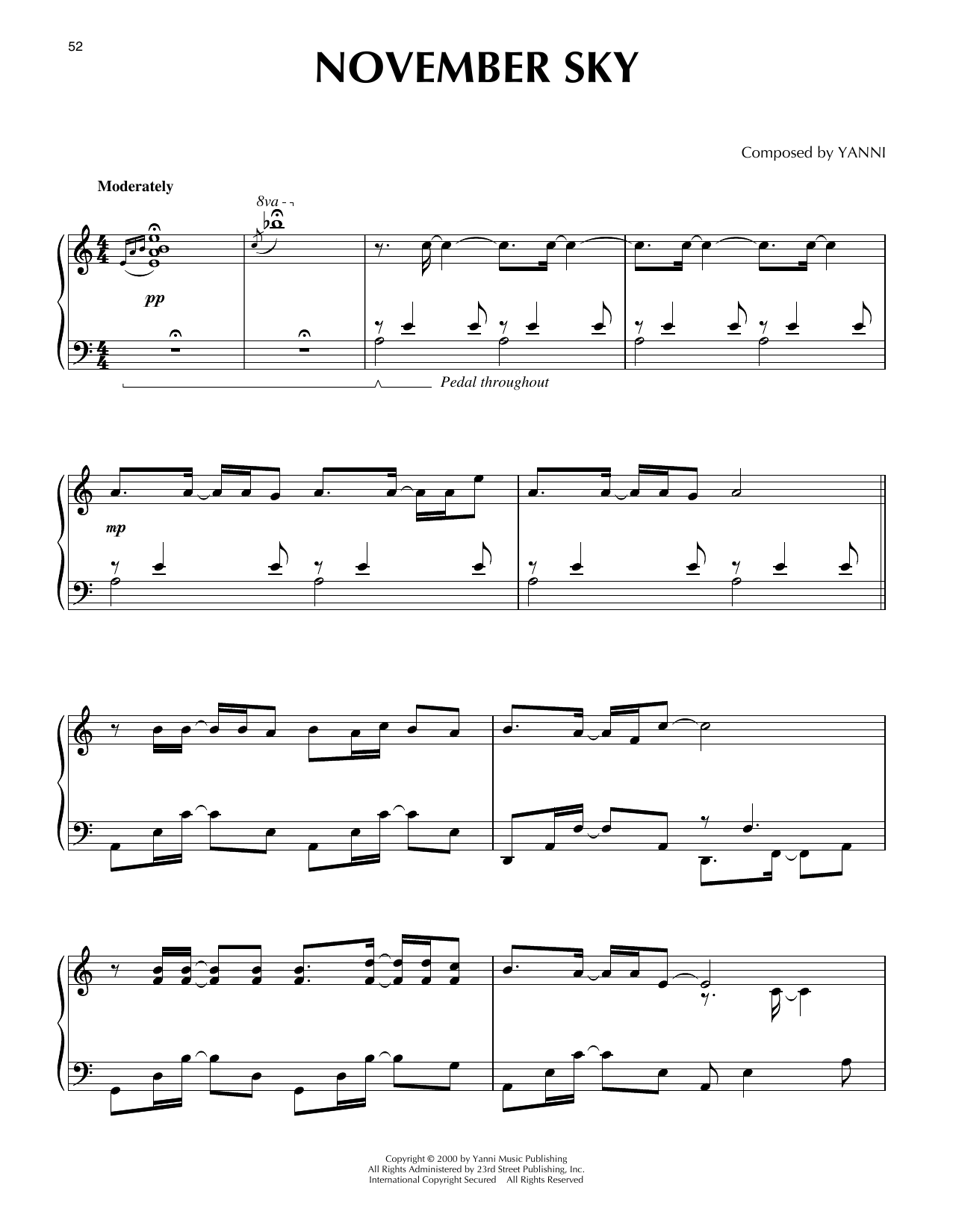 Preview Yanni November Sky Pop sheet music, notes and chords for Piano Solo, SKU: 403998 sheet music, piano notes, chords, guitar tabs, score, transpose, transcribe, how to play, guide, download, learn, tutorial, progression, song, artist, awards, billboard, mtv, vh1, tour, single, album, release