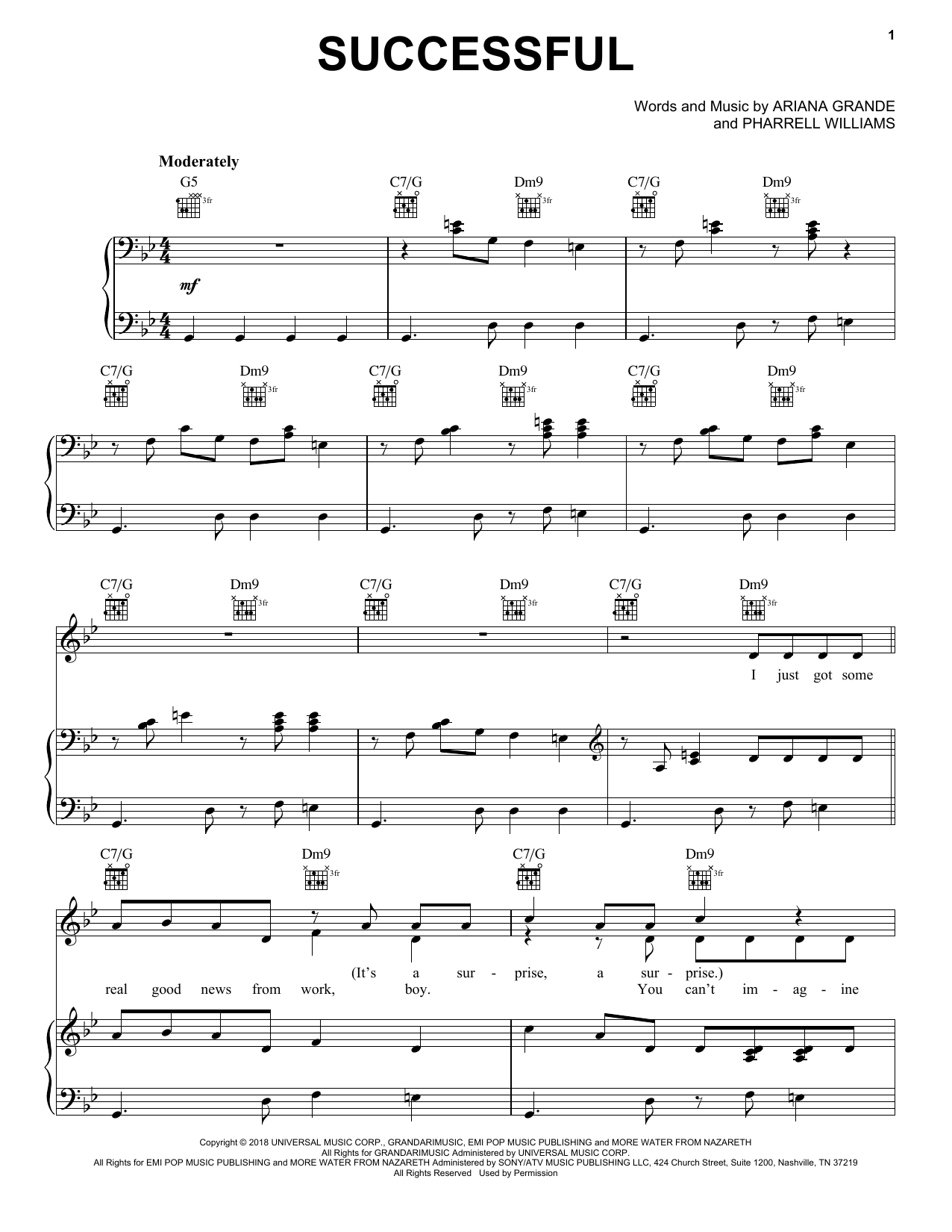 Preview Ariana Grande Successful Pop sheet music, notes and chords for Piano, Vocal & Guitar (Right-Hand Melody), SKU: 406839 sheet music, piano notes, chords, guitar tabs, score, transpose, transcribe, how to play, guide, download, learn, tutorial, progression, song, artist, awards, billboard, mtv, vh1, tour, single, album, release