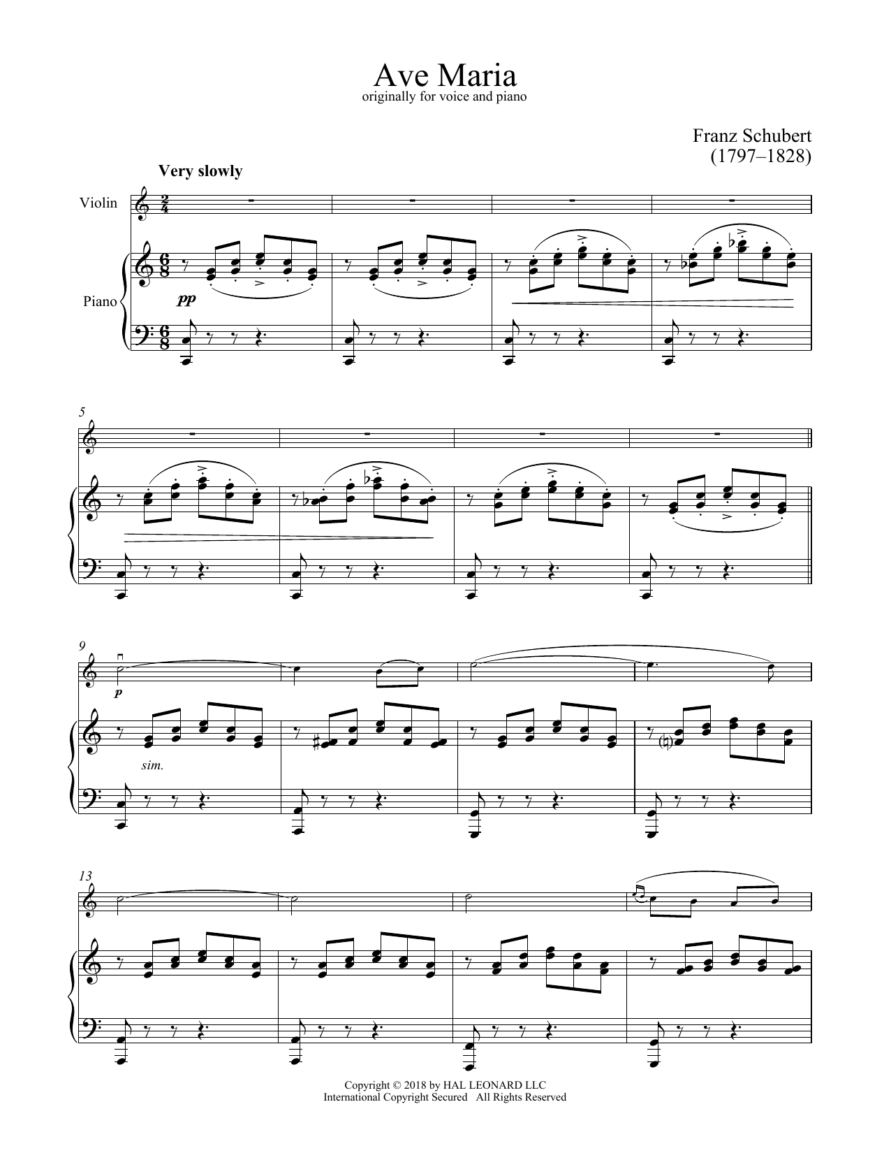 Ave Maria Piano Sheet Music For Beginners