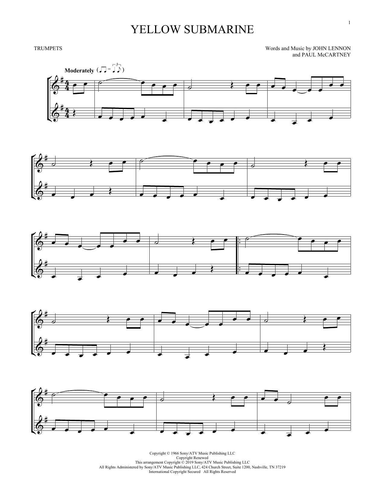 Preview The Beatles Yellow Submarine Pop sheet music, notes and chords for Trumpet Duet, SKU: 412524 sheet music, piano notes, chords, guitar tabs, score, transpose, transcribe, how to play, guide, download, learn, tutorial, progression, song, artist, awards, billboard, mtv, vh1, tour, single, album, release