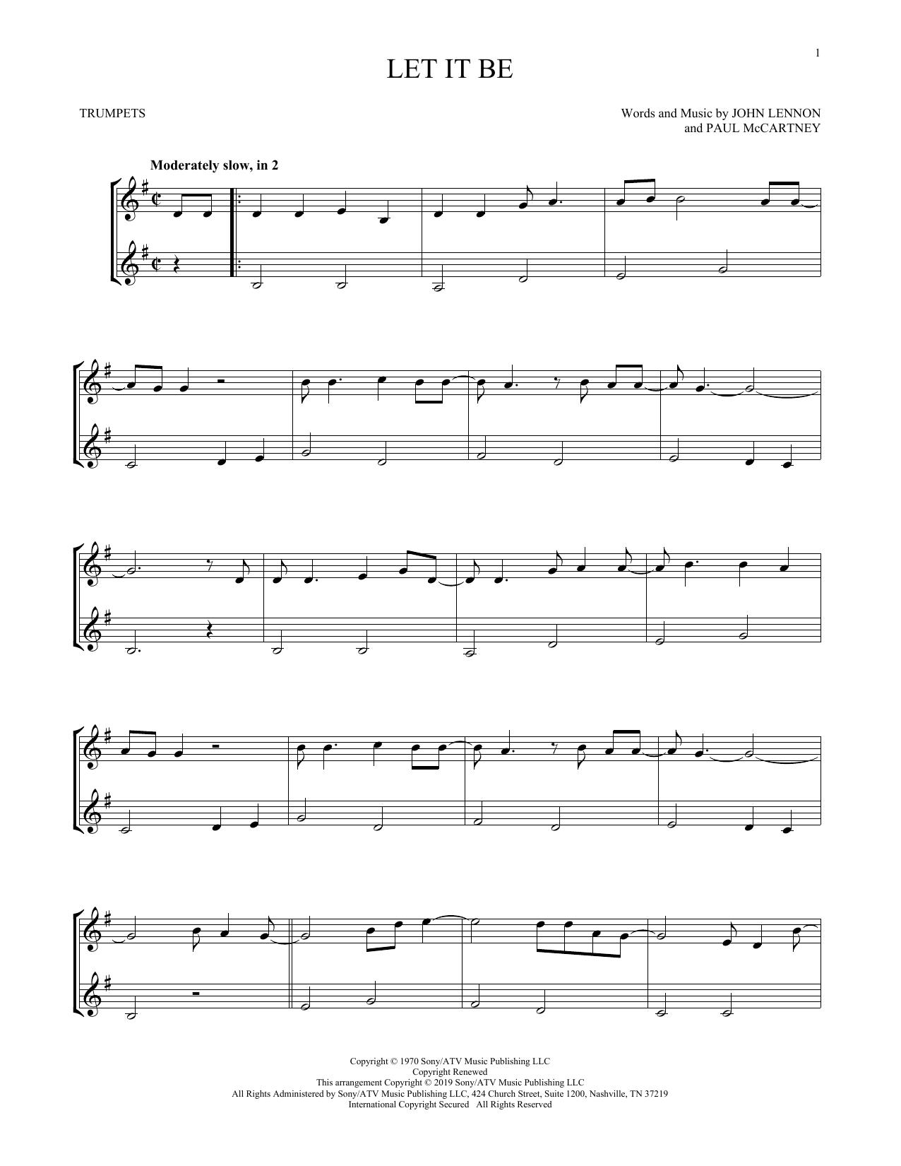 Preview The Beatles Let It Be Pop sheet music, notes and chords for Trumpet Duet, SKU: 412706 sheet music, piano notes, chords, guitar tabs, score, transpose, transcribe, how to play, guide, download, learn, tutorial, progression, song, artist, awards, billboard, mtv, vh1, tour, single, album, release