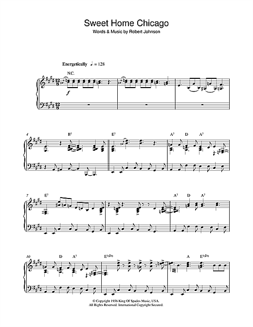 Preview Robert Johnson Sweet Home Chicago Blues sheet music, notes and chords for Piano, SKU: 42249 sheet music, piano notes, chords, guitar tabs, score, transpose, transcribe, how to play, guide, download, learn, tutorial, progression, song, artist, awards, billboard, mtv, vh1, tour, single, album, release