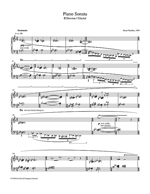 Preview Stuart MacRae Piano Sonata, II Erosion/Glacial Classical sheet music, notes and chords for Piano, SKU: 42485 sheet music, piano notes, chords, guitar tabs, score, transpose, transcribe, how to play, guide, download, learn, tutorial, progression, song, artist, awards, billboard, mtv, vh1, tour, single, album, release