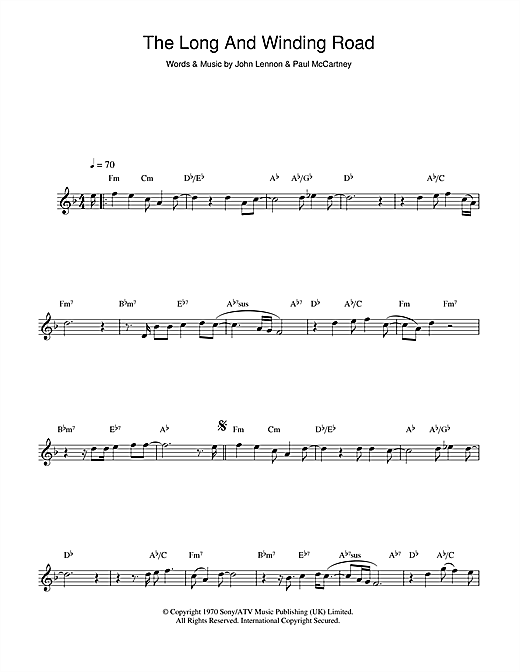 Preview The Beatles The Long And Winding Road Rock sheet music, notes and chords for Saxophone, SKU: 44007 sheet music, piano notes, chords, guitar tabs, score, transpose, transcribe, how to play, guide, download, learn, tutorial, progression, song, artist, awards, billboard, mtv, vh1, tour, single, album, release