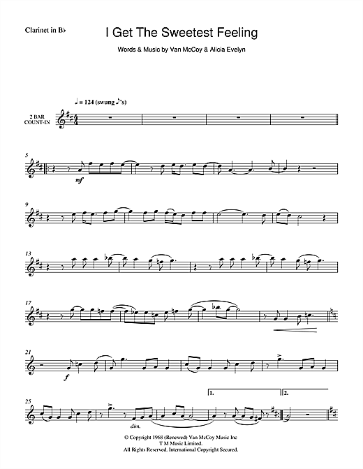 Preview Jackie Wilson I Get The Sweetest Feeling Soul sheet music, notes and chords for Clarinet, SKU: 45217 sheet music, piano notes, chords, guitar tabs, score, transpose, transcribe, how to play, guide, download, learn, tutorial, progression, song, artist, awards, billboard, mtv, vh1, tour, single, album, release