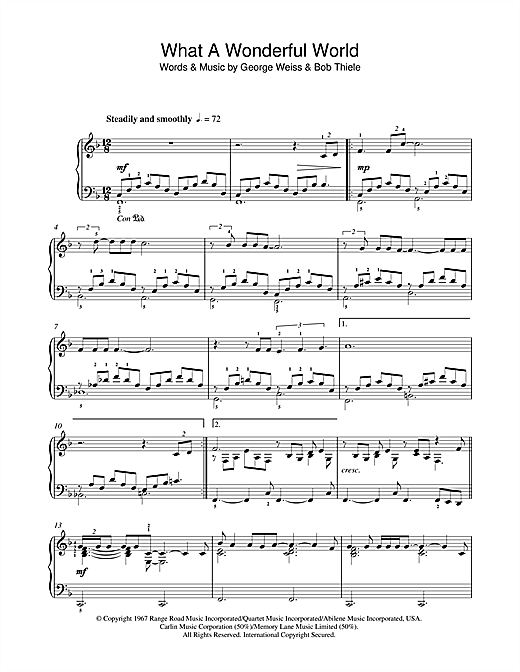 Preview Louis Armstrong What A Wonderful World Jazz sheet music, notes and chords for Piano, SKU: 45303 sheet music, piano notes, chords, guitar tabs, score, transpose, transcribe, how to play, guide, download, learn, tutorial, progression, song, artist, awards, billboard, mtv, vh1, tour, single, album, release