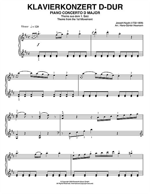Preview Franz Joseph Haydn Piano Concerto In D Major, Theme From 1st Movement Classical sheet music, notes and chords for Piano, SKU: 46200 sheet music, piano notes, chords, guitar tabs, score, transpose, transcribe, how to play, guide, download, learn, tutorial, progression, song, artist, awards, billboard, mtv, vh1, tour, single, album, release