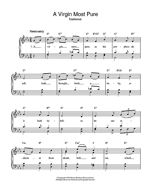 Preview Traditional A Virgin Most Pure Christmas sheet music, notes and chords for Piano & Vocal, SKU: 46854 sheet music, piano notes, chords, guitar tabs, score, transpose, transcribe, how to play, guide, download, learn, tutorial, progression, song, artist, awards, billboard, mtv, vh1, tour, single, album, release