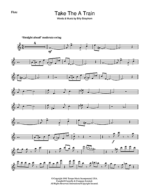 Duke Ellington Take The A Train Sheet Music Download Printable Jazz Pdf Flute Solo Score Sku