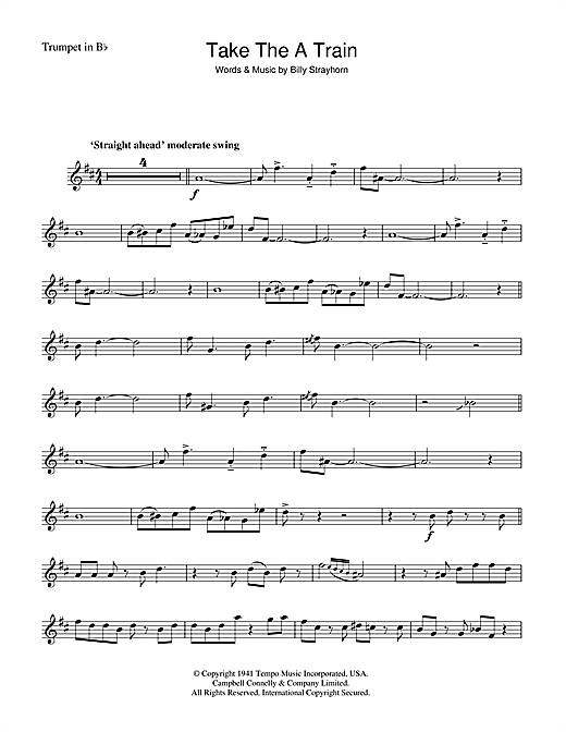 Duke Ellington Take The A Train Sheet Music Download Printable Jazz Pdf Trumpet Solo Score Sku