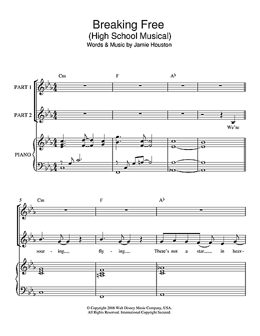 Preview Zac Efron & Vanessa Hudgens Breaking Free (from High School Musical) Musicals sheet music, notes and chords for 2-Part Choir, SKU: 47623 sheet music, piano notes, chords, guitar tabs, score, transpose, transcribe, how to play, guide, download, learn, tutorial, progression, song, artist, awards, billboard, mtv, vh1, tour, single, album, release