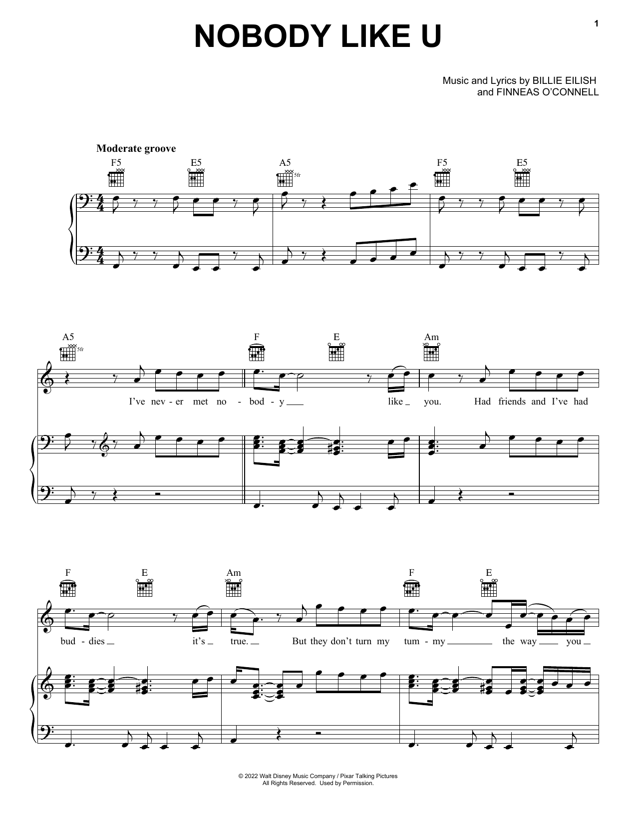 Download 4*TOWN Nobody Like U (from Turning Red) sheet music and printable PDF score & Disney music notes