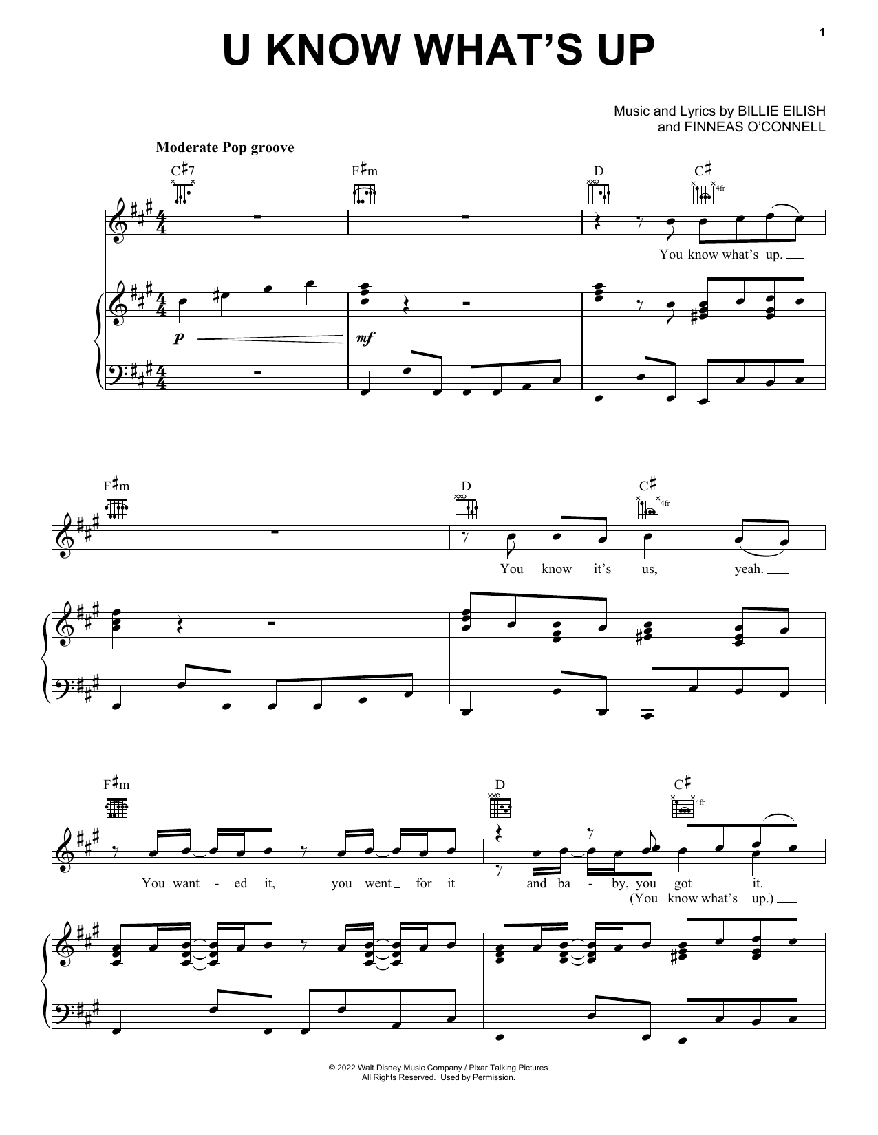 Download 4*TOWN U Know What's Up (from Turning Red) sheet music and printable PDF score & Disney music notes