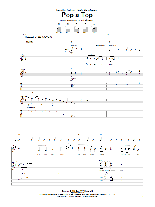 Preview Alan Jackson Pop A Top Pop sheet music, notes and chords for Guitar Tab, SKU: 52318 sheet music, piano notes, chords, guitar tabs, score, transpose, transcribe, how to play, guide, download, learn, tutorial, progression, song, artist, awards, billboard, mtv, vh1, tour, single, album, release