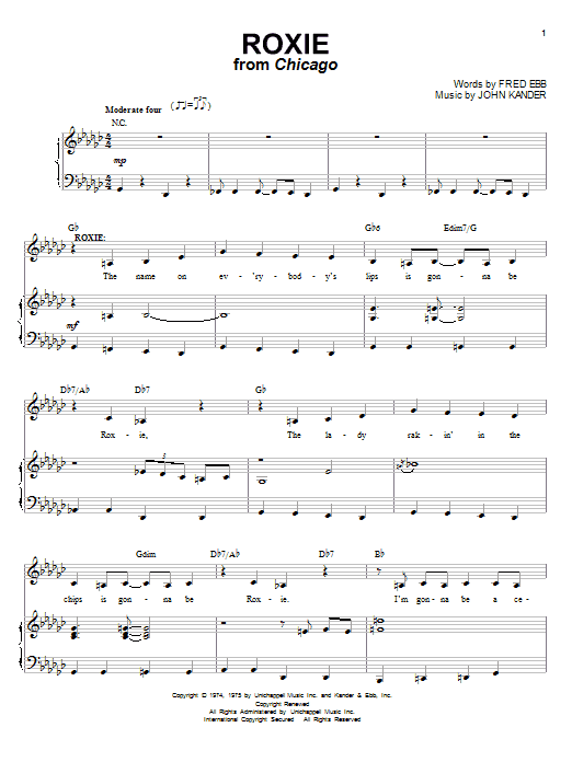 Preview Kander & Ebb Roxie Pop sheet music, notes and chords for Piano & Vocal, SKU: 53275 sheet music, piano notes, chords, guitar tabs, score, transpose, transcribe, how to play, guide, download, learn, tutorial, progression, song, artist, awards, billboard, mtv, vh1, tour, single, album, release