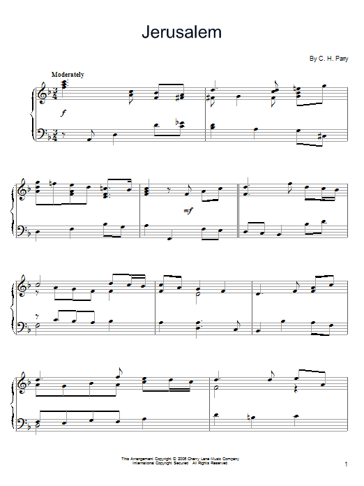 Preview Hubert Parry Jerusalem Classical sheet music, notes and chords for Piano, SKU: 54546 sheet music, piano notes, chords, guitar tabs, score, transpose, transcribe, how to play, guide, download, learn, tutorial, progression, song, artist, awards, billboard, mtv, vh1, tour, single, album, release