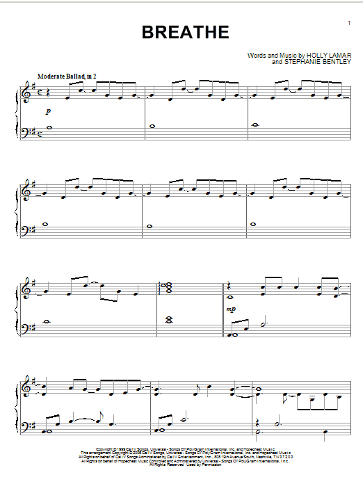 Preview Faith Hill Breathe Pop sheet music, notes and chords for Piano, SKU: 55267 sheet music, piano notes, chords, guitar tabs, score, transpose, transcribe, how to play, guide, download, learn, tutorial, progression, song, artist, awards, billboard, mtv, vh1, tour, single, album, release