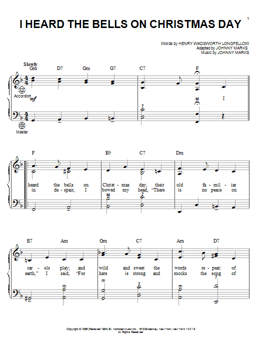 Preview Henry Wadsworth Longfellow I Heard The Bells On Christmas Day Christmas sheet music, notes and chords for Accordion, SKU: 55537 sheet music, piano notes, chords, guitar tabs, score, transpose, transcribe, how to play, guide, download, learn, tutorial, progression, song, artist, awards, billboard, mtv, vh1, tour, single, album, release