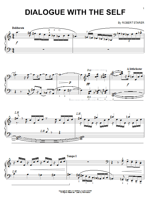 Preview Robert Starer Dialogue With The Self Classical sheet music, notes and chords for Piano Solo, SKU: 55737 sheet music, piano notes, chords, guitar tabs, score, transpose, transcribe, how to play, guide, download, learn, tutorial, progression, song, artist, awards, billboard, mtv, vh1, tour, single, album, release