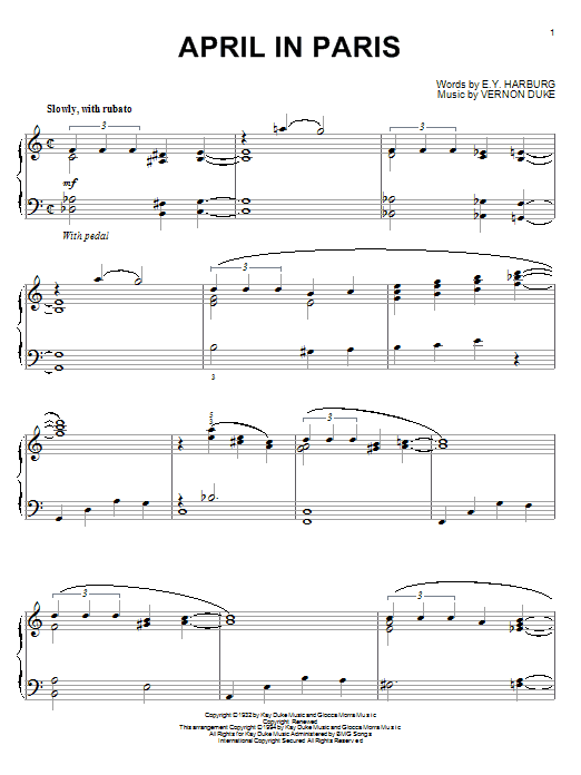 Preview Count Basie April In Paris Film and TV sheet music, notes and chords for Piano, SKU: 55973 sheet music, piano notes, chords, guitar tabs, score, transpose, transcribe, how to play, guide, download, learn, tutorial, progression, song, artist, awards, billboard, mtv, vh1, tour, single, album, release