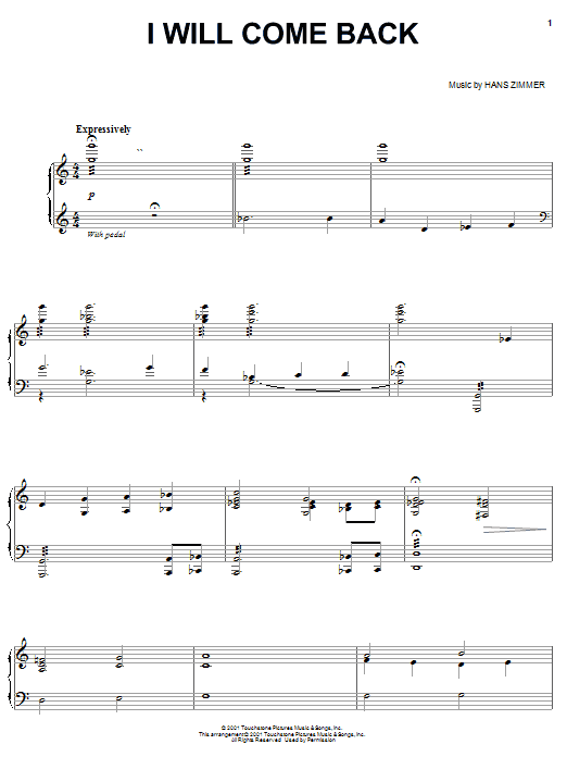 Preview Hans Zimmer I Will Come Back (from Pearl Harbor) Film and TV sheet music, notes and chords for Piano, SKU: 58289 sheet music, piano notes, chords, guitar tabs, score, transpose, transcribe, how to play, guide, download, learn, tutorial, progression, song, artist, awards, billboard, mtv, vh1, tour, single, album, release