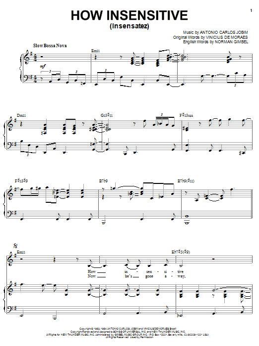 Preview Diana Krall How Insensitive (Insensatez) Jazz sheet music, notes and chords for Piano & Vocal, SKU: 58401 sheet music, piano notes, chords, guitar tabs, score, transpose, transcribe, how to play, guide, download, learn, tutorial, progression, song, artist, awards, billboard, mtv, vh1, tour, single, album, release