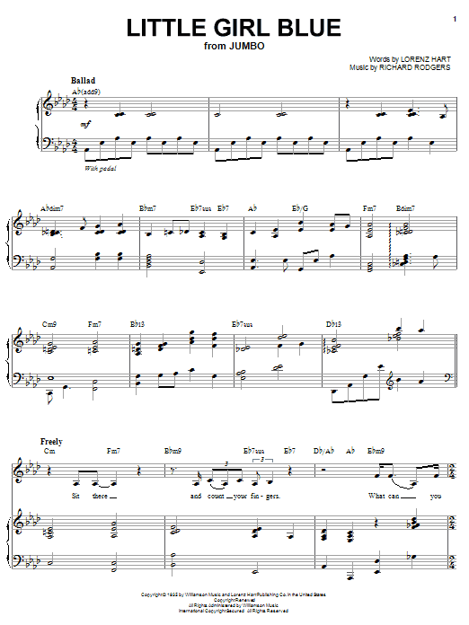 Preview Diana Krall Little Girl Blue Pop sheet music, notes and chords for Piano, Vocal & Guitar (Right-Hand Melody), SKU: 58405 sheet music, piano notes, chords, guitar tabs, score, transpose, transcribe, how to play, guide, download, learn, tutorial, progression, song, artist, awards, billboard, mtv, vh1, tour, single, album, release