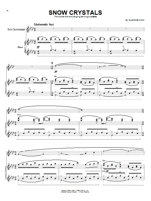 Preview Suzanne Ciani Snow Crystals Unclassified sheet music, notes and chords for Piano, SKU: 59121 sheet music, piano notes, chords, guitar tabs, score, transpose, transcribe, how to play, guide, download, learn, tutorial, progression, song, artist, awards, billboard, mtv, vh1, tour, single, album, release