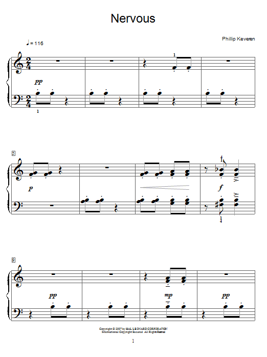 Preview Phillip Keveren Nervous Pop sheet music, notes and chords for Piano, SKU: 62542 sheet music, piano notes, chords, guitar tabs, score, transpose, transcribe, how to play, guide, download, learn, tutorial, progression, song, artist, awards, billboard, mtv, vh1, tour, single, album, release