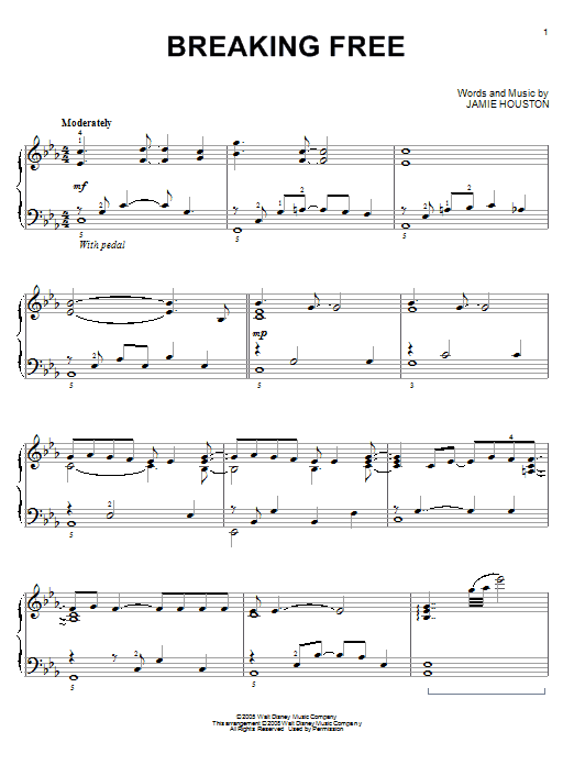 Preview Vanessa Hudgens and Zac Efron Breaking Free (from High School Musical) Pop sheet music, notes and chords for Piano, SKU: 64023 sheet music, piano notes, chords, guitar tabs, score, transpose, transcribe, how to play, guide, download, learn, tutorial, progression, song, artist, awards, billboard, mtv, vh1, tour, single, album, release