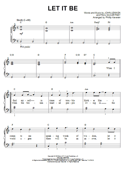 The Beatles Enable It Be Sheet Tunes Notes, Chords Down load Printable Simple Piano - SKU: 66900 image about Let It Be Piano Sheet Music Free Printable titled The Beatles Allow for It Be Sheet Tunes Notes, Chords Down load Printable Uncomplicated Piano - SKU: 66900
