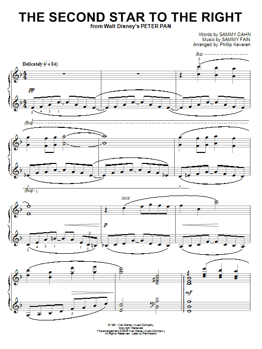 Preview Sammy Cahn The Second Star To The Right Children sheet music, notes and chords for Piano, SKU: 66989 sheet music, piano notes, chords, guitar tabs, score, transpose, transcribe, how to play, guide, download, learn, tutorial, progression, song, artist, awards, billboard, mtv, vh1, tour, single, album, release