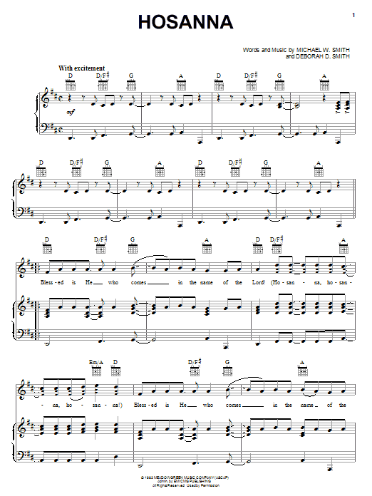 Preview Michael W. Smith Hosanna Pop sheet music, notes and chords for Piano, Vocal & Guitar (Right-Hand Melody), SKU: 68464 sheet music, piano notes, chords, guitar tabs, score, transpose, transcribe, how to play, guide, download, learn, tutorial, progression, song, artist, awards, billboard, mtv, vh1, tour, single, album, release
