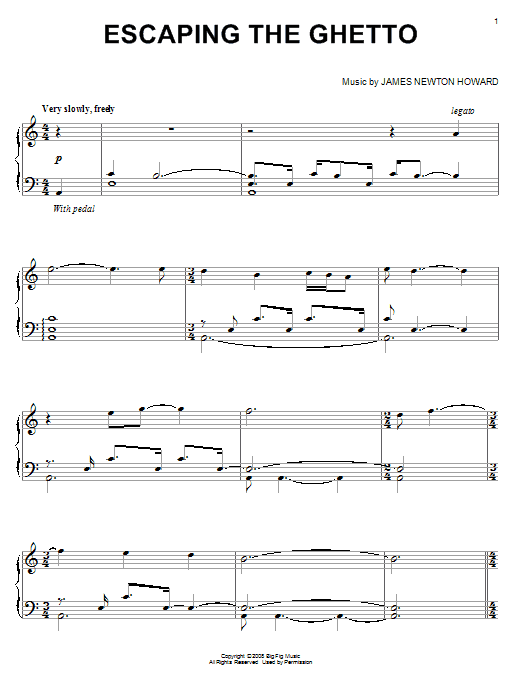 Preview James Newton Howard Escaping The Ghetto Film and TV sheet music, notes and chords for Piano, SKU: 70279 sheet music, piano notes, chords, guitar tabs, score, transpose, transcribe, how to play, guide, download, learn, tutorial, progression, song, artist, awards, billboard, mtv, vh1, tour, single, album, release