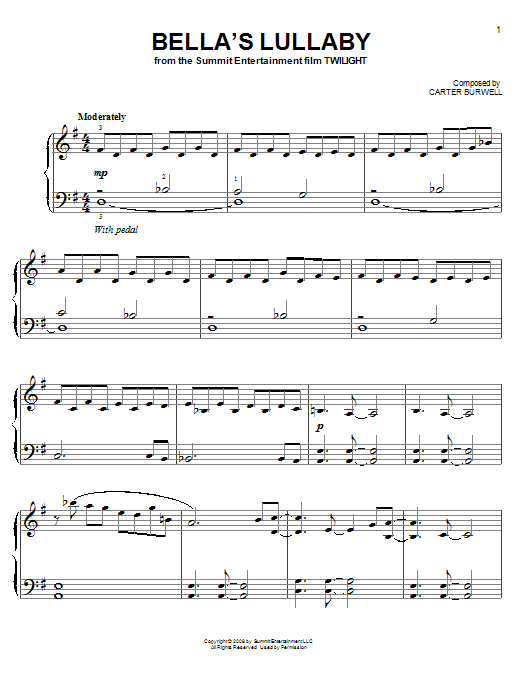 Preview Carter Burwell Twilight Easy Piano Solo Collection featuring Bella's Lullaby Pop sheet music, notes and chords for Easy Piano, SKU: 71034 sheet music, piano notes, chords, guitar tabs, score, transpose, transcribe, how to play, guide, download, learn, tutorial, progression, song, artist, awards, billboard, mtv, vh1, tour, single, album, release