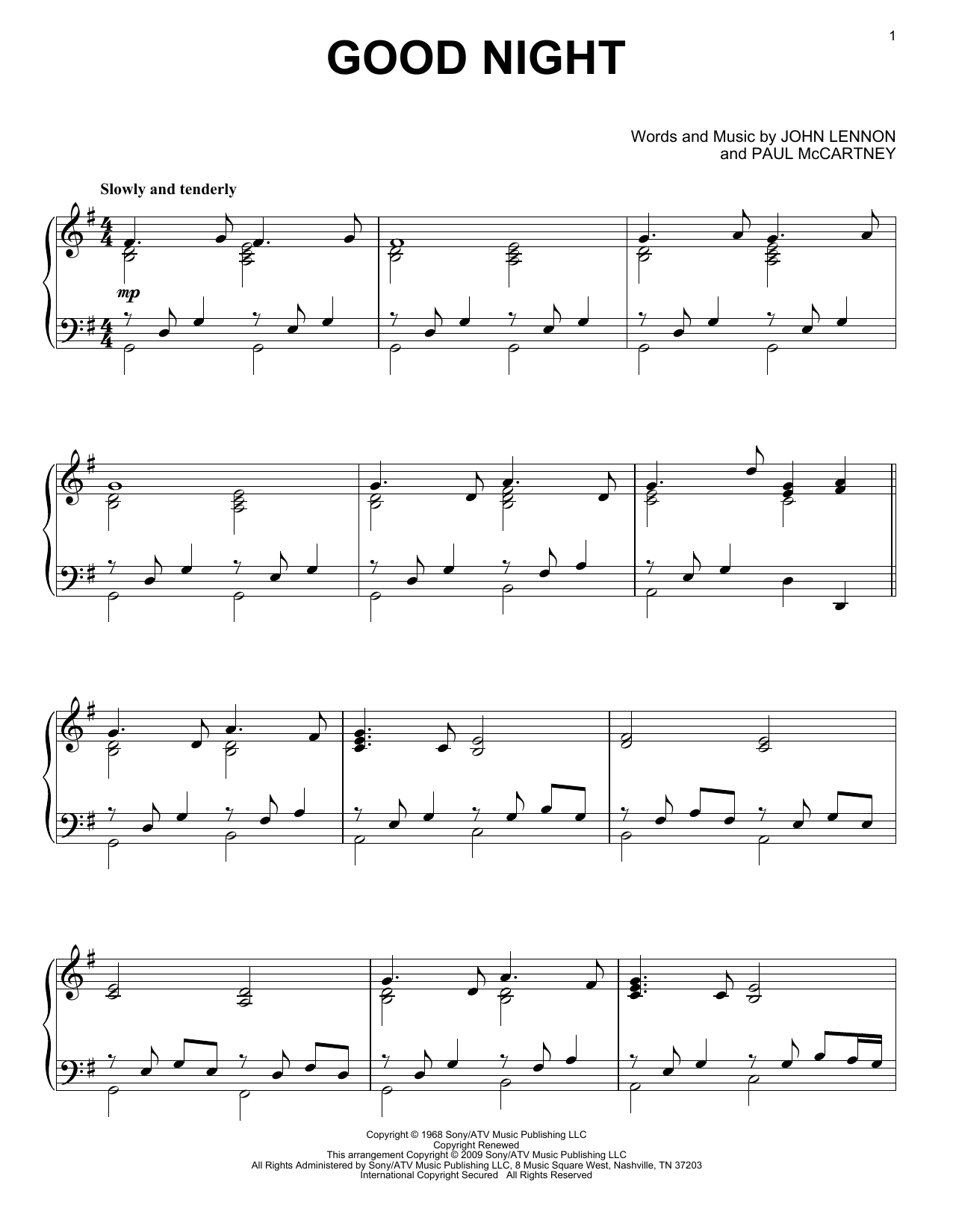 Preview The Beatles Good Night Pop sheet music, notes and chords for Piano Solo, SKU: 72846 sheet music, piano notes, chords, guitar tabs, score, transpose, transcribe, how to play, guide, download, learn, tutorial, progression, song, artist, awards, billboard, mtv, vh1, tour, single, album, release