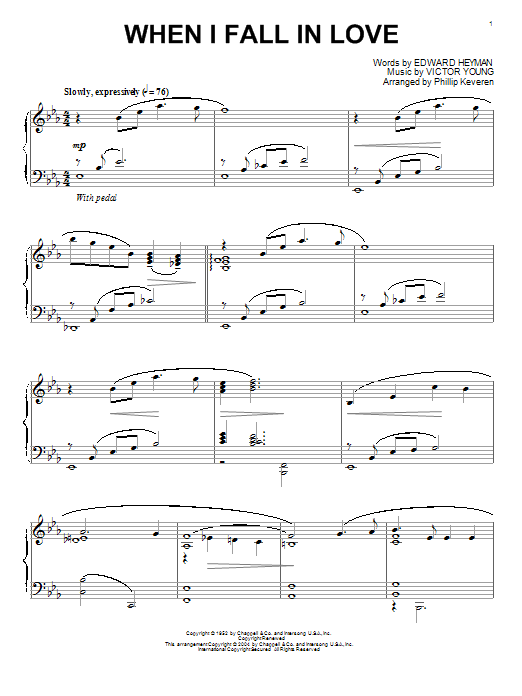 Preview Victor Young When I Fall In Love Pop sheet music, notes and chords for Piano, SKU: 73987 sheet music, piano notes, chords, guitar tabs, score, transpose, transcribe, how to play, guide, download, learn, tutorial, progression, song, artist, awards, billboard, mtv, vh1, tour, single, album, release